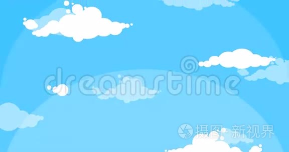 卡通白云在蓝天上移动视频
