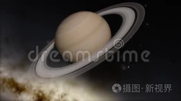 行星土星在太空中旋转的时间图视频