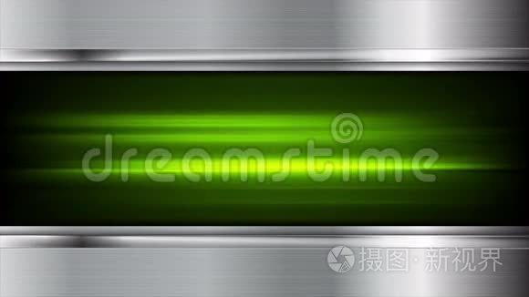 绿色发光条纹和金属视频动画