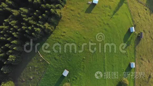 山村的夏季空中景色视频