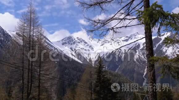 瑞士阿尔卑斯山雪山峰全景