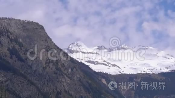 瑞士阿尔卑斯山雪山峰全景视频