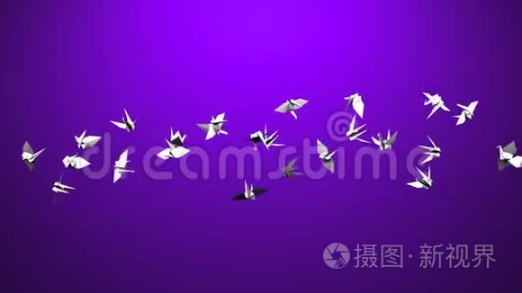 紫色背景上的折纸鹤视频