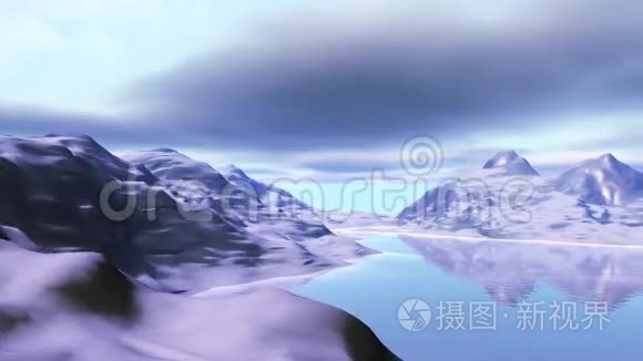 有雪山和湖泊的景观视频