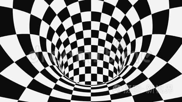 抽象催眠动画背景. 格子几何环形壁纸短视频