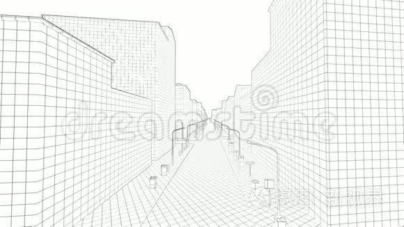在白色的城市中飞翔视频