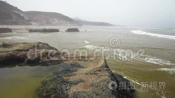 摩洛哥海岸线的勒吉拉海滩视频