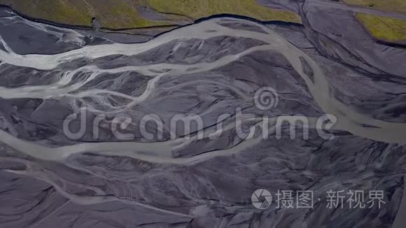 冰岛冰川河的鸟瞰图视频