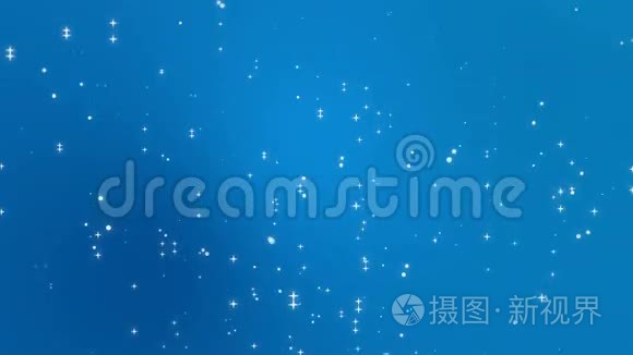 星光粒子在蓝色背景下坠落视频