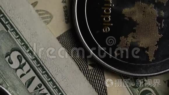 比特币数字加密货币的旋转镜头视频