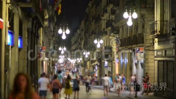 西班牙巴塞罗那的夜生活视频