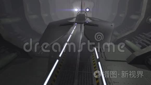 未来主义宇宙飞船在三维走廊视频