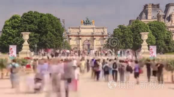 城市行人交通时间流逝巴黎视频