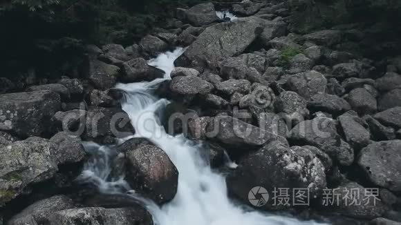 山林中的山泉水瀑布视频