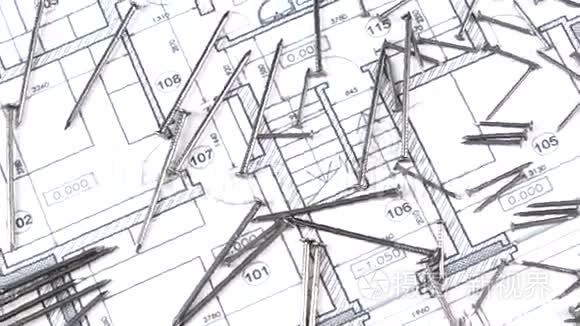 建筑平面图上金属钉，旋转.