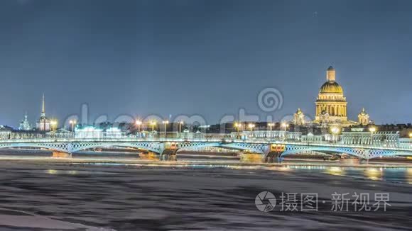 俄罗斯圣彼得堡涅瓦河美丽景色视频