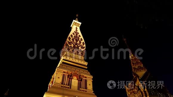晚上在泰国纳洪法农姆的佛南寺视频