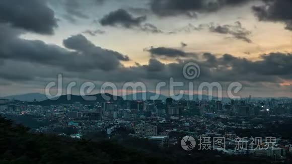 韩国首尔南山塔日落视频