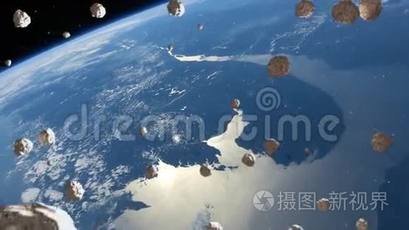 从深空靠近地球的小行星视频