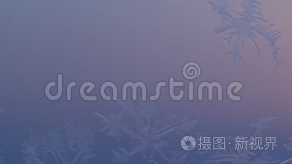 在超级跑车拍摄中，窗户上有雪花。