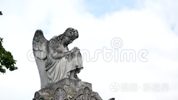 墓地里的天使雕像视频