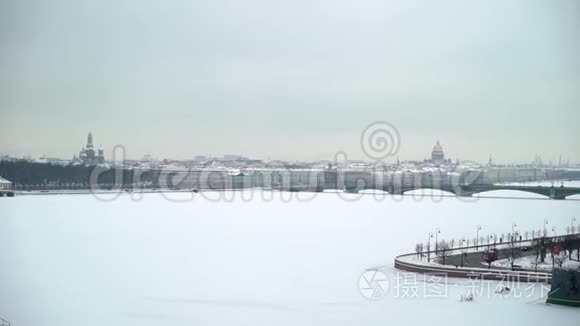 圣彼德堡市冬季观景台视频