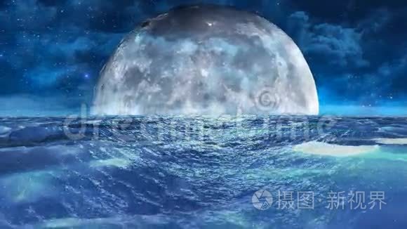 月球之夜真实风暴海，抽象循环背景