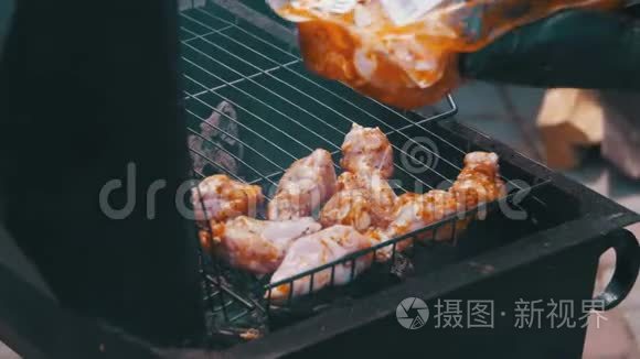 在烤架上烤鸡视频