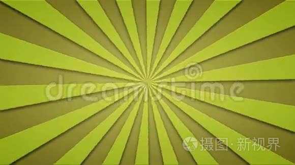 黄色旋转光束的动画背景。 可循环的4k视频。