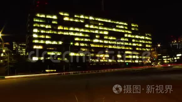 东京市区街道的夜晚时光流逝