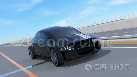 黑色电动跑车在高速公路上行驶视频
