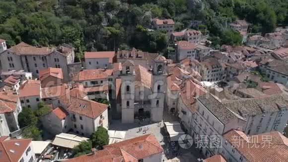 黑山Kotor老城的鸟瞰图