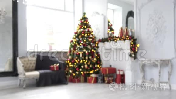 经典白色圣诞内饰背景视频