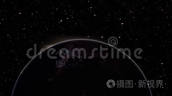 宇宙星系中有恒星背景的地球视频