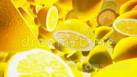 黄色背景下的新鲜柠檬
