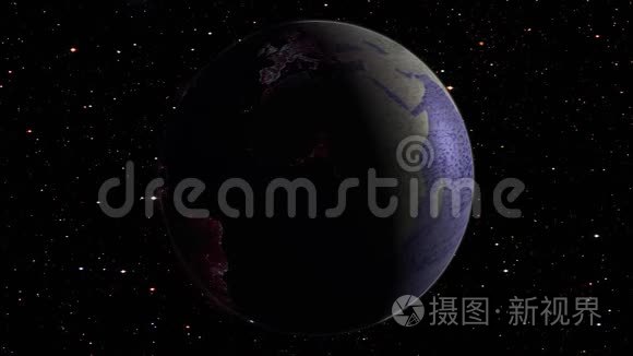 宇宙星系中有恒星背景的地球视频