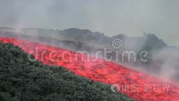 意大利埃特纳火山熔岩流