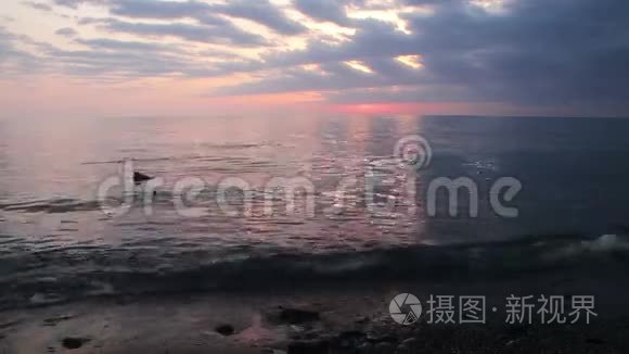 日落后的黄昏海视频