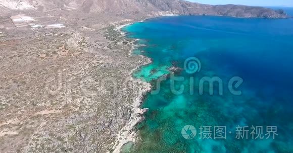 克里特岛美丽的蓝色海滩美景视频