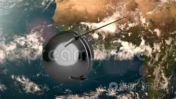 第一颗苏联空间卫星飞越地球视频