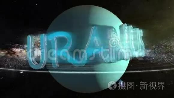 天王星三维文字围绕行星天王星视频