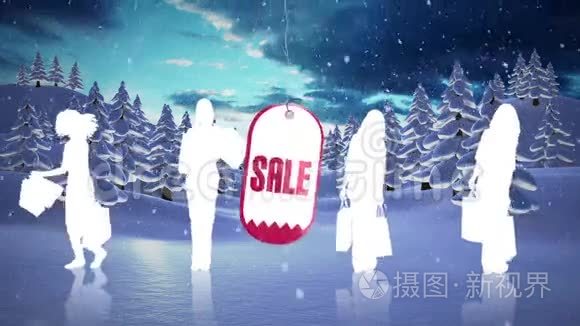 在森林中下雪的圣诞广告视频