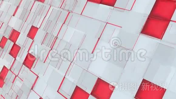 抽象红色和灰色方块背景视频