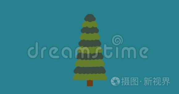 圣诞树平面风格背景视频