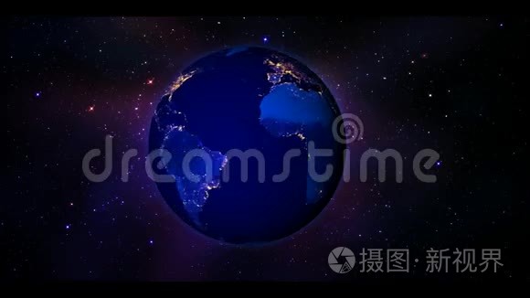 星球地球在夜晚与恒星视频