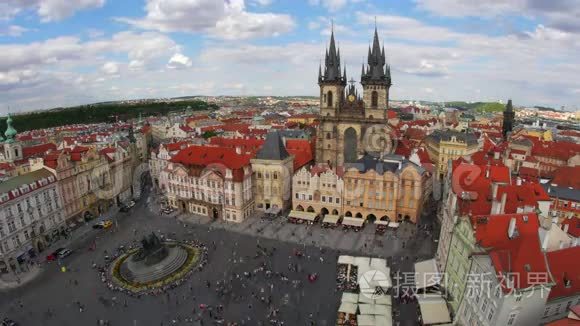 布拉格，老城镇广场，捷克共和国，时间推移，4k