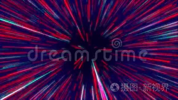 红色和蓝色抽象放射线几何背景视频