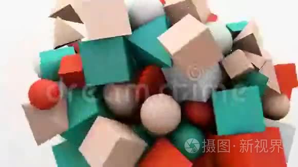 三维运动图形，动态几何形状立方体，锥，球体等。 摘要背景