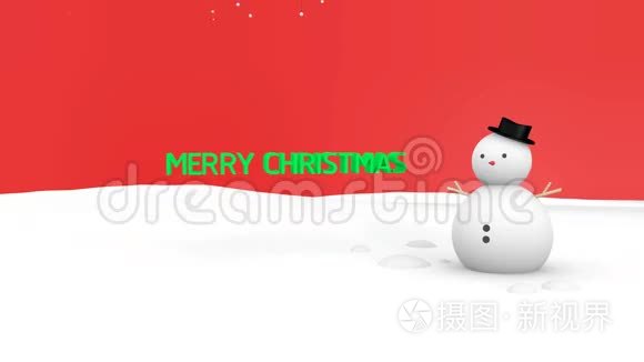圣诞快乐和雪人蓝色背景视频