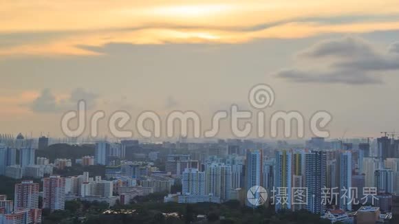 日落时新加坡城市景观